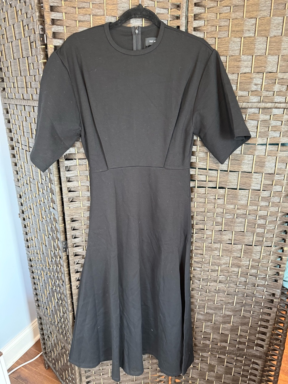 *NEW*Sz S*Toit Volant* Black Minimalist Short Sleeve Dress